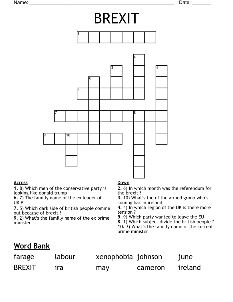 BREXIT Crossword