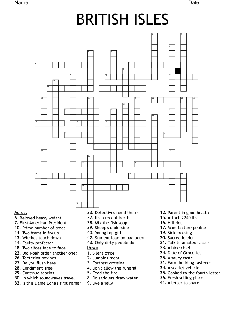 BRITISH ISLES Crossword