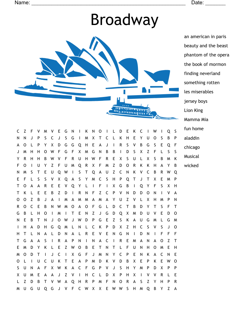 Broadway Word Search
