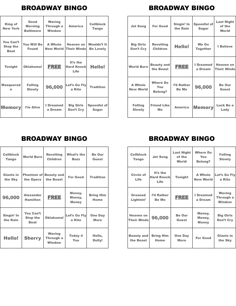 BROADWAY BINGO