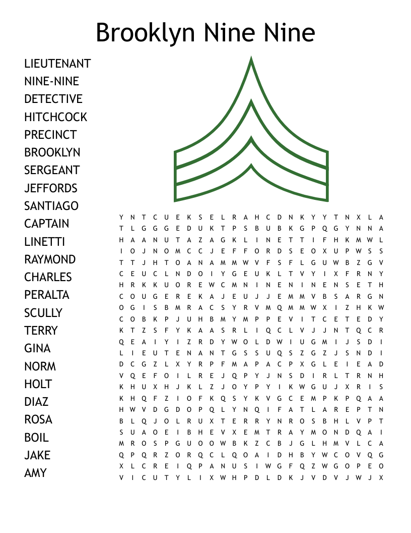 Brooklyn Nine Nine Word Search