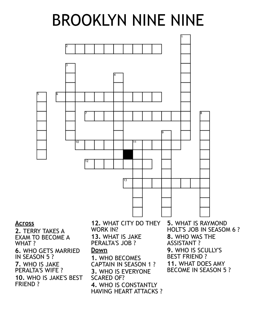 BROOKLYN NINE NINE Crossword