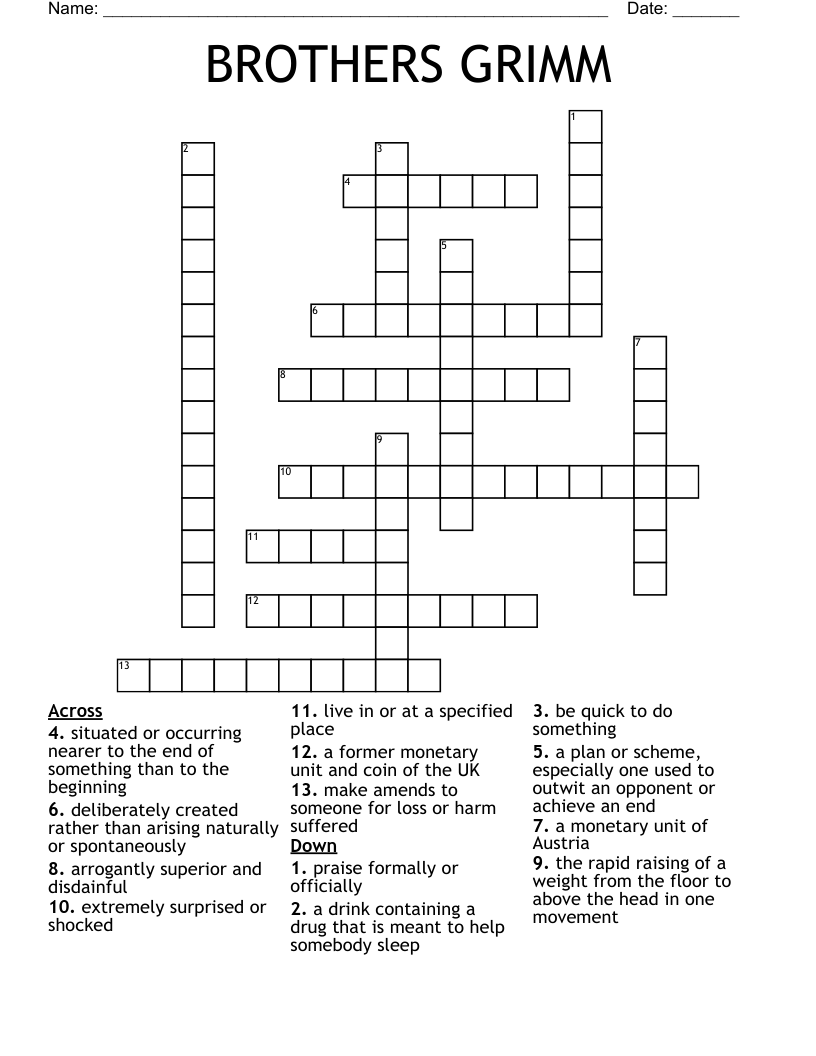 BROTHERS GRIMM Crossword