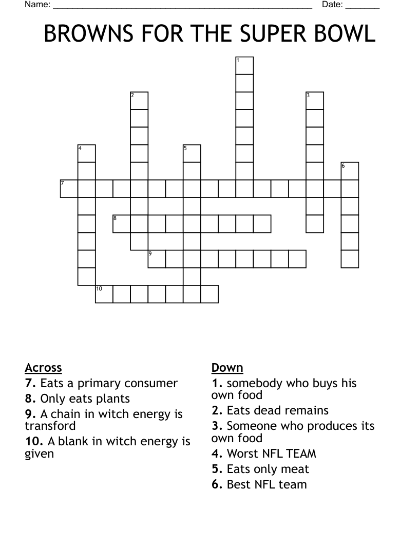 BROWNS FOR THE SUPER BOWL Crossword