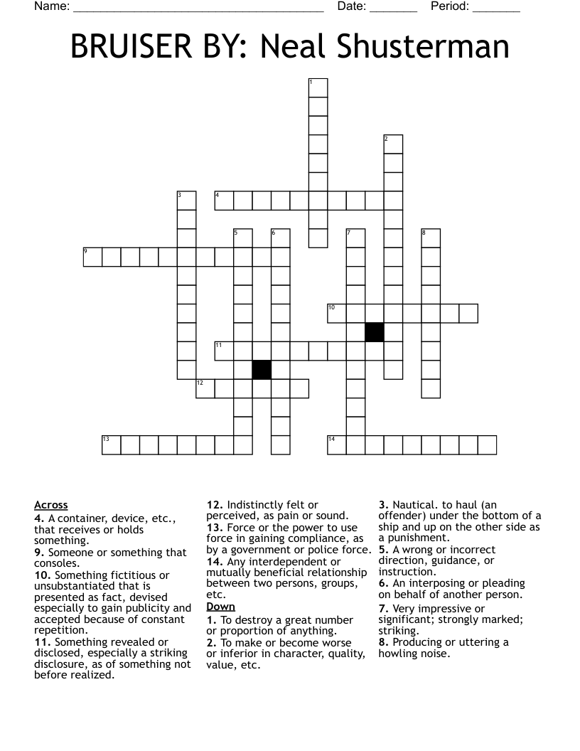 BRUISER   BY: Neal Shusterman Crossword