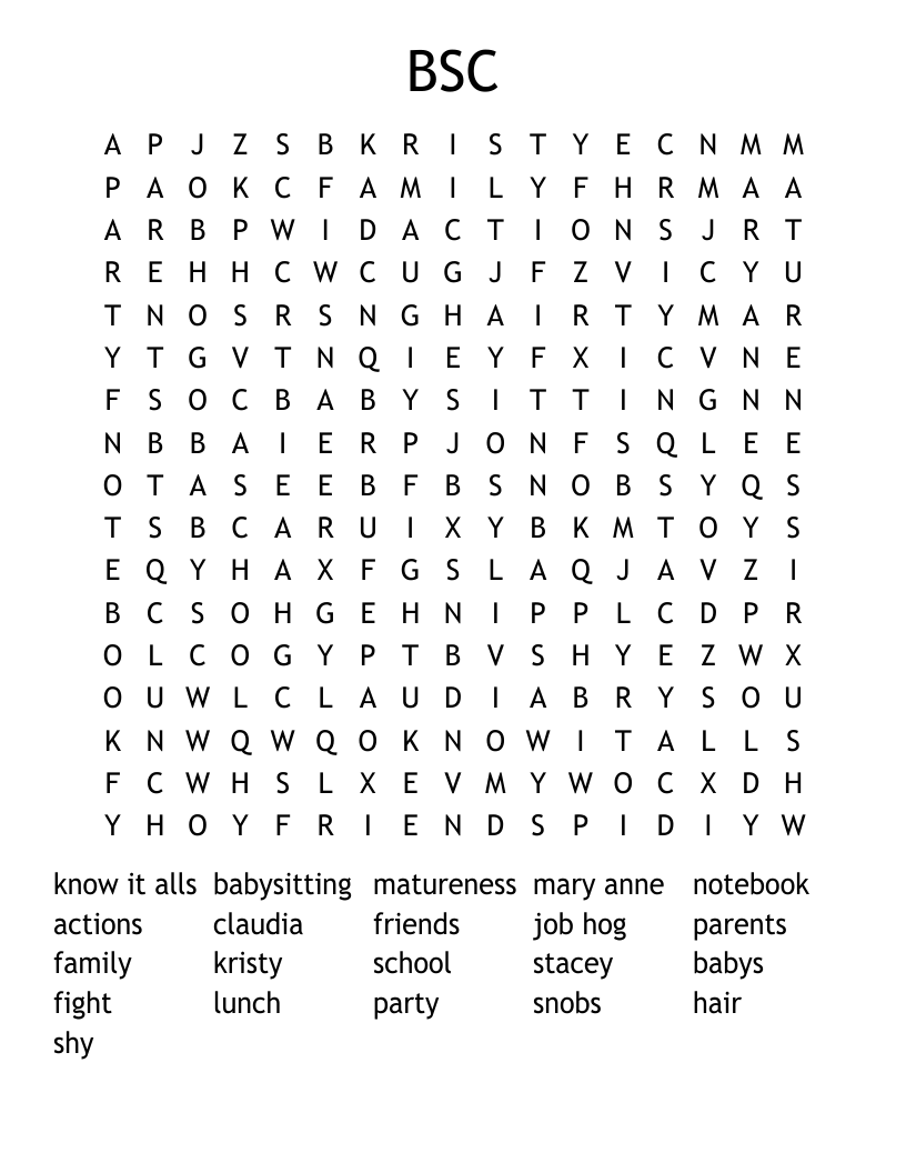 BSC Word Search