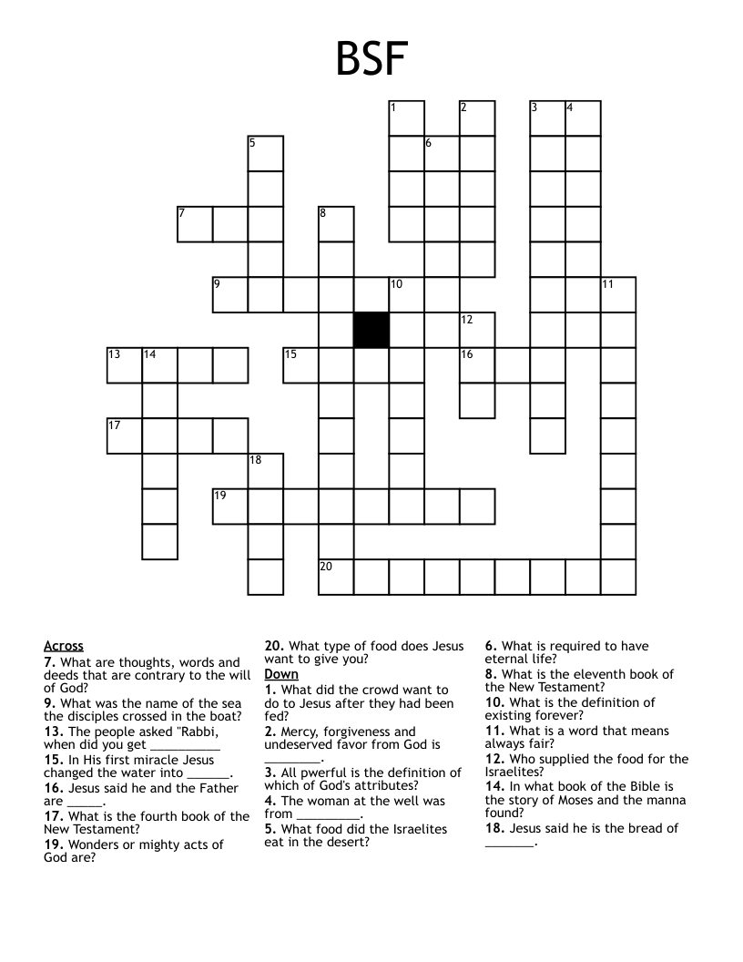 BSF Crossword