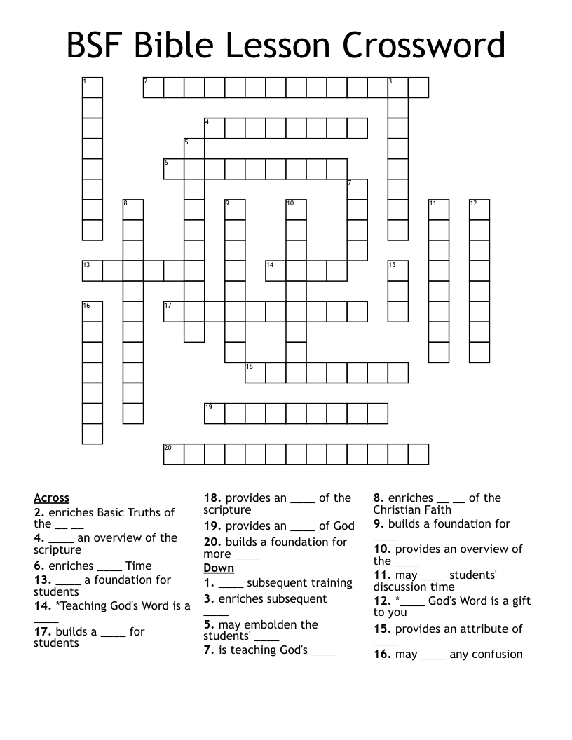 BSF Bible Lesson Crossword