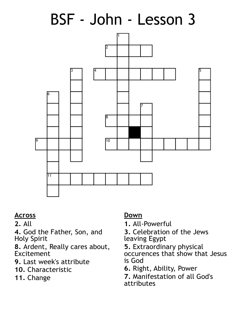 BSF - John - Lesson 3 Crossword