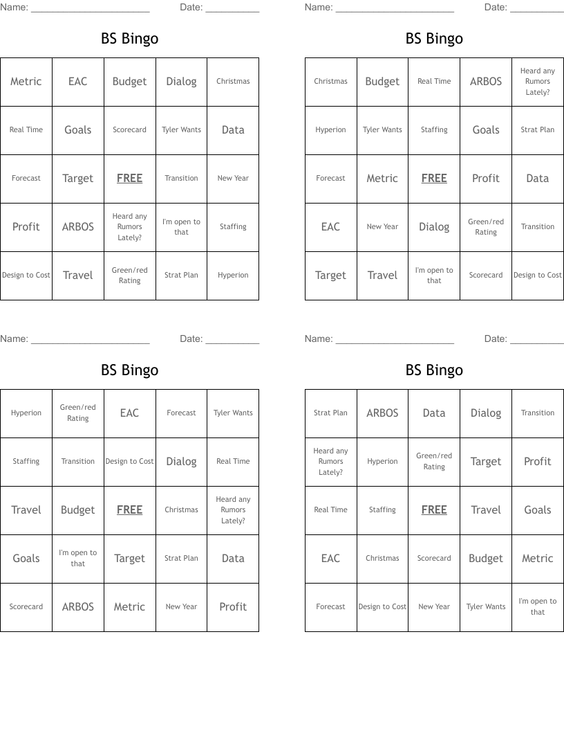 BS Bingo