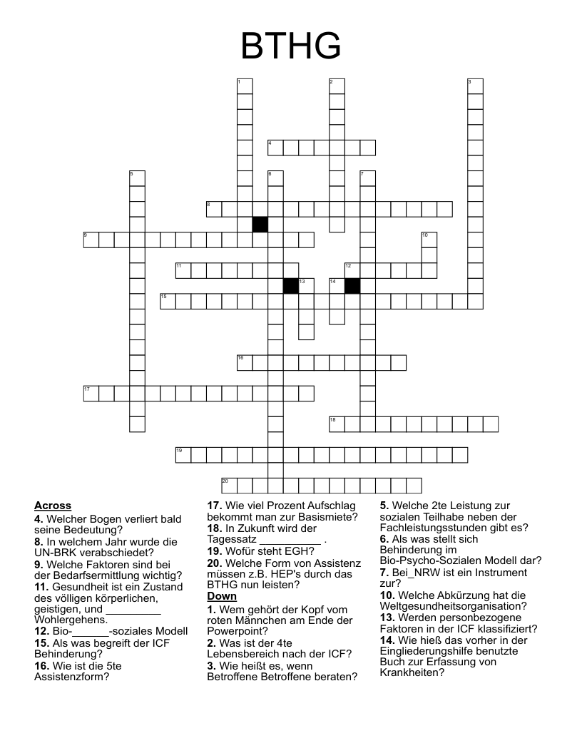 BTHG Crossword