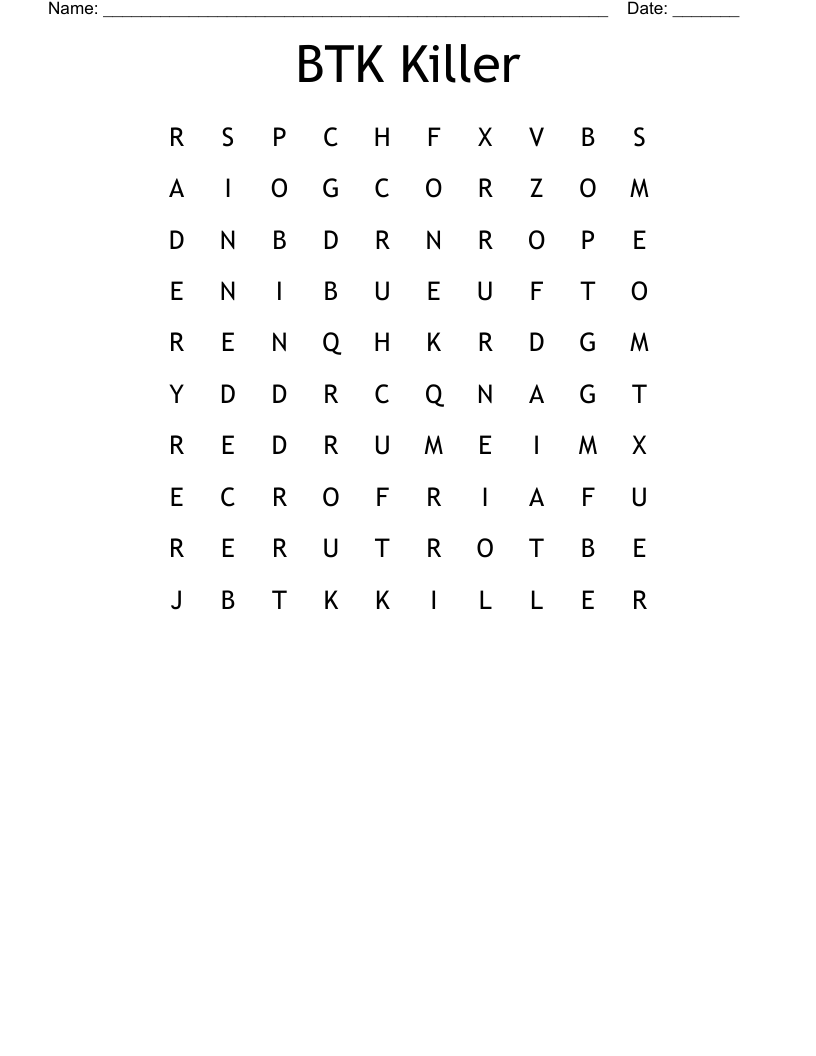 BTK Killer  Word Search