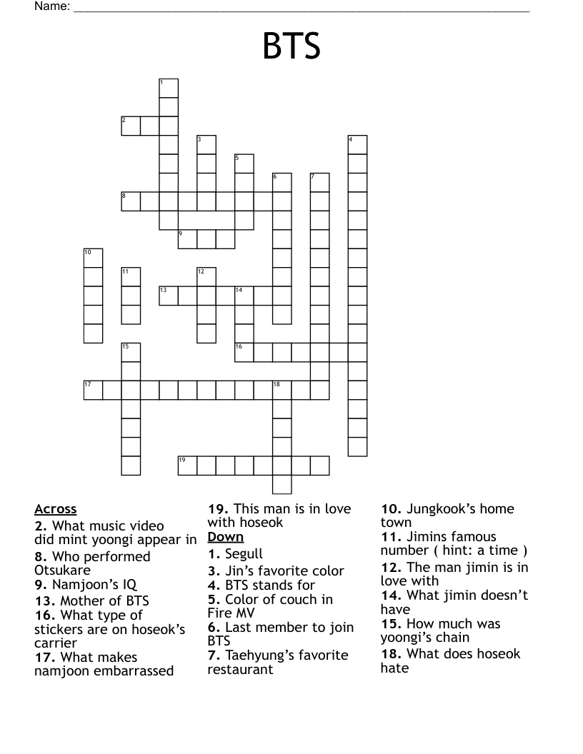 BTS Crossword