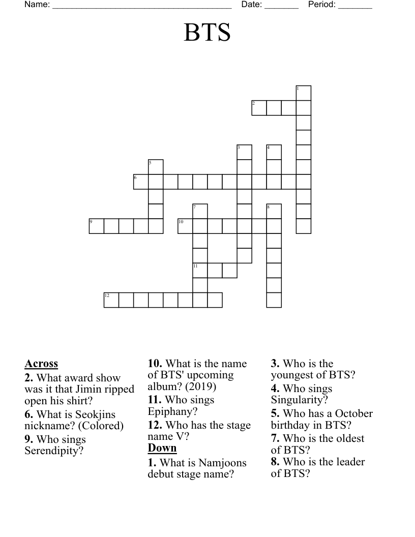 BTS Crossword