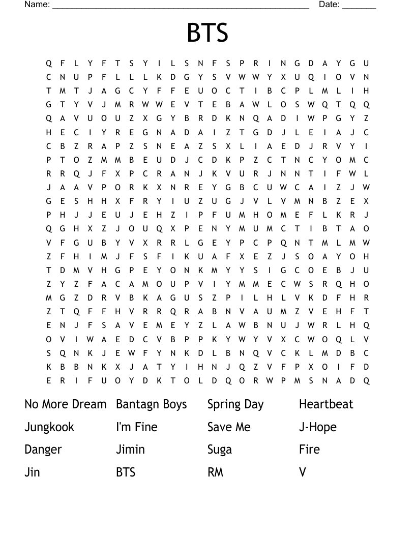 BTS Word Search