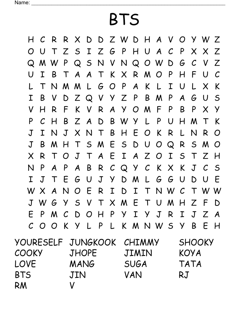 BTS Word Search