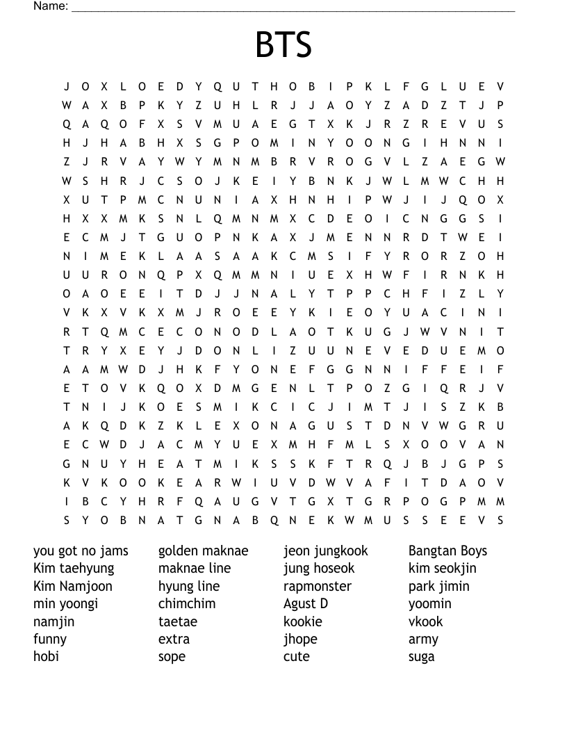 BTS Word Search