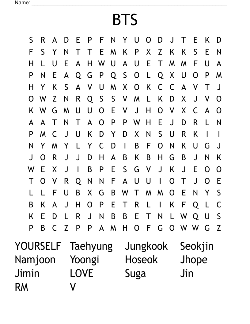 BTS Word Search