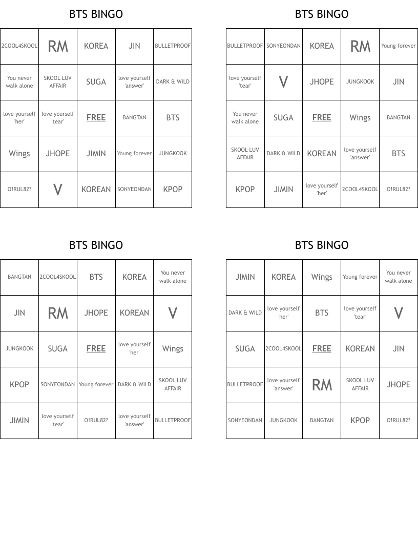 BTS BINGO