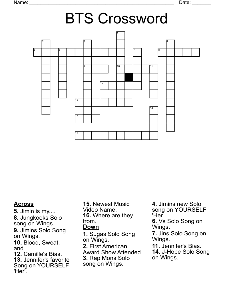 BTS Crossword