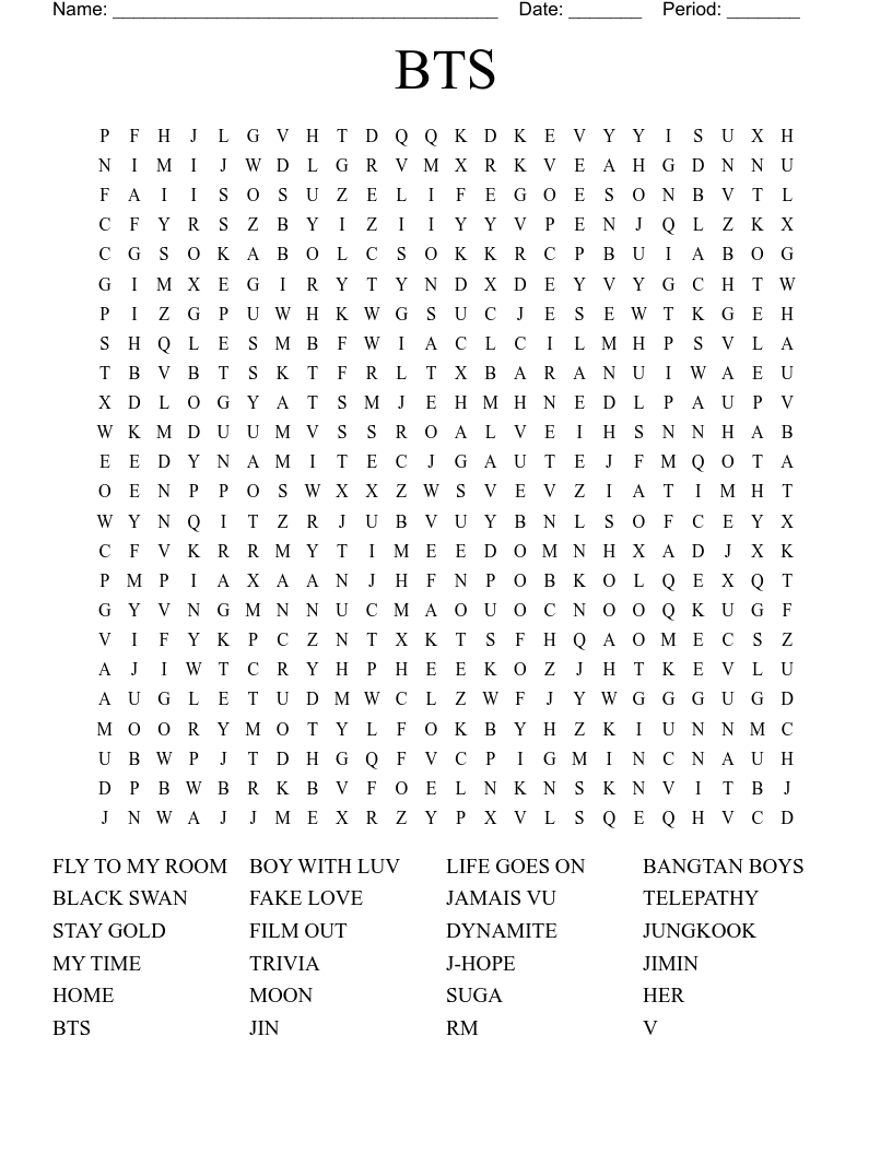 BTS  Word Search