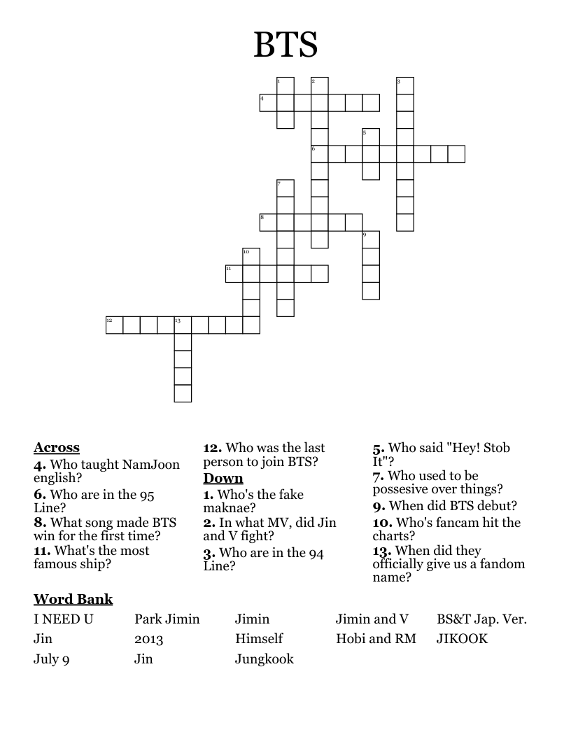 BTS  Crossword