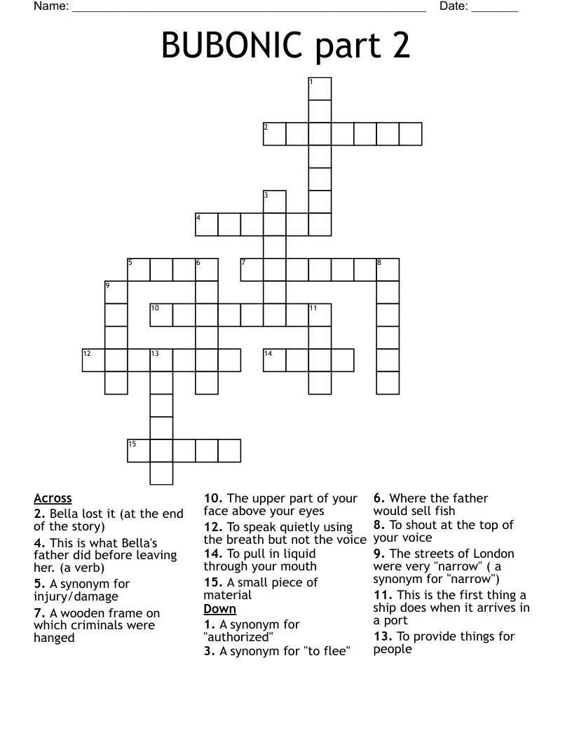 BUBONIC part 2 Crossword