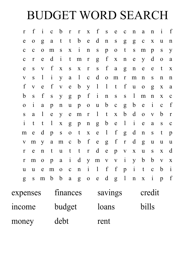 BUDGET WORD SEARCH