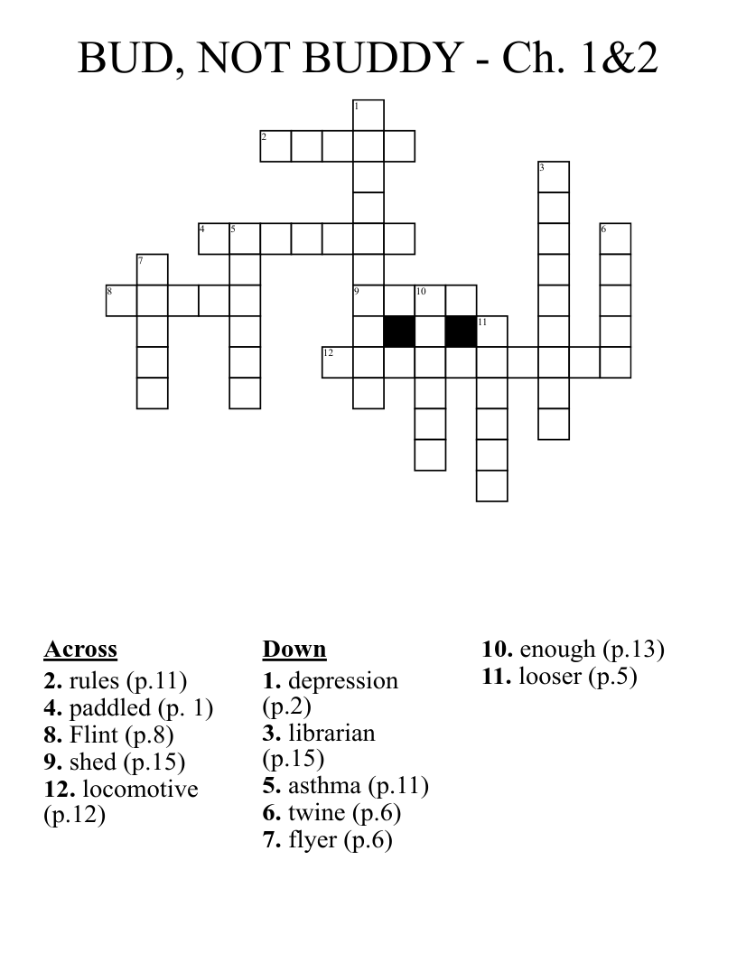 BUD, NOT BUDDY - Ch. 1&2 Crossword