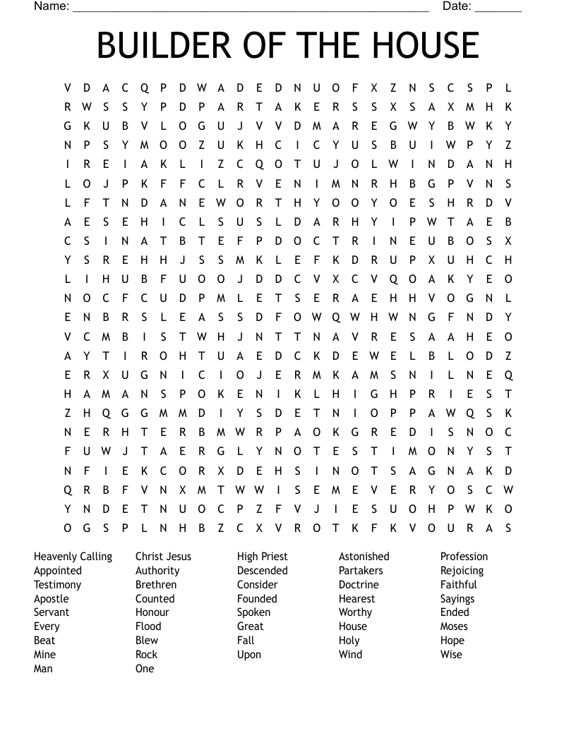 BUILDER OF THE HOUSE Word Search