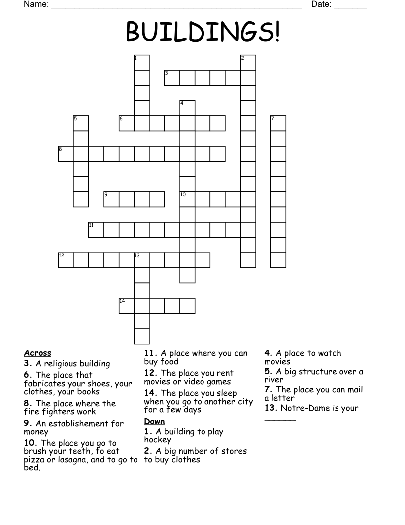 BUILDINGS! Crossword