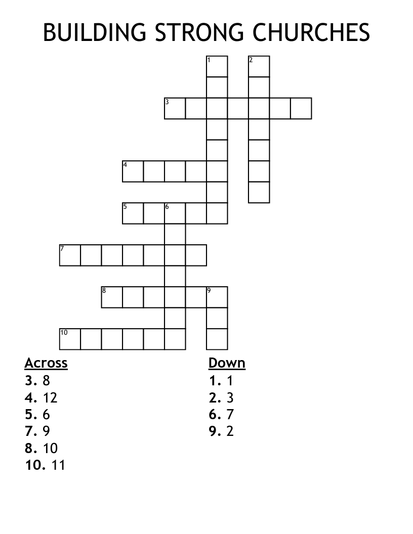 BUILDING STRONG CHURCHES Crossword