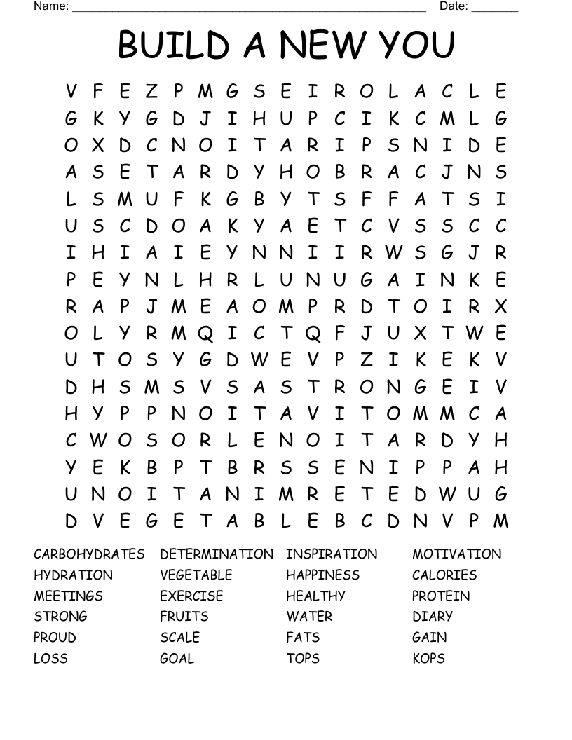 BUILD A NEW YOU Word Search
