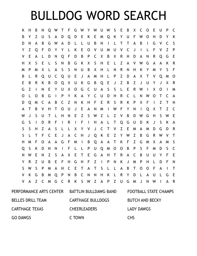BULLDOG WORD SEARCH