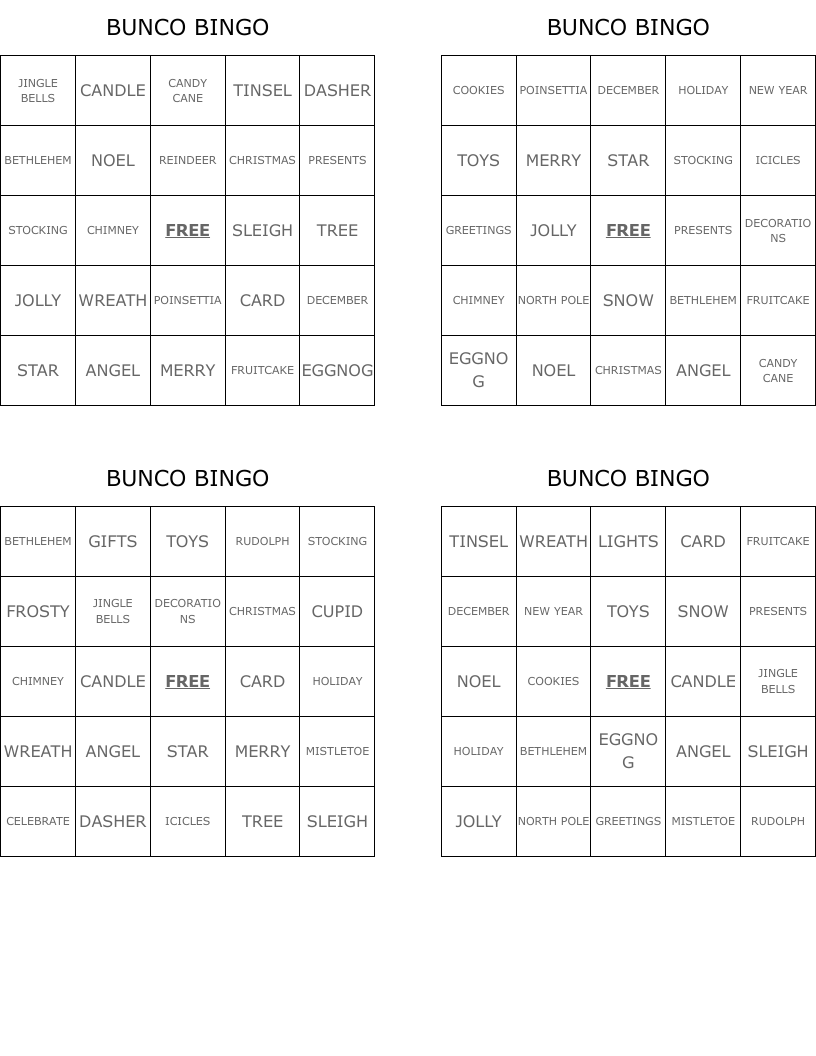 BUNCO BINGO