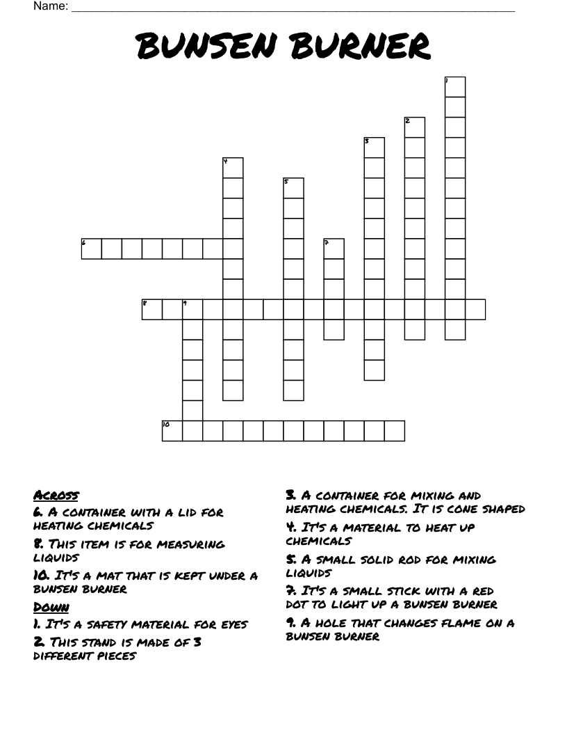 BUNSEN BURNER Crossword