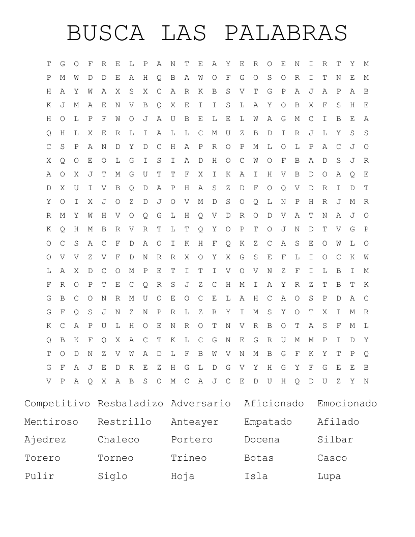 BUSCA LAS PALABRAS Word Search