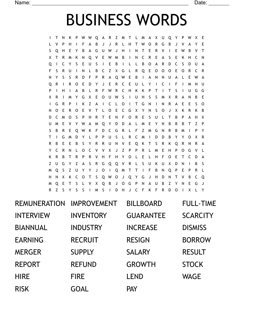 BUSINESS WORDS Word Search