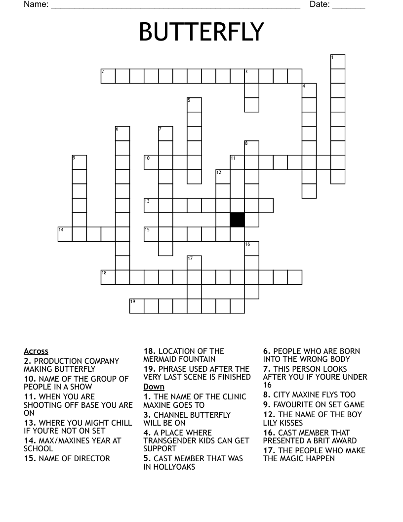 BUTTERFLY Crossword