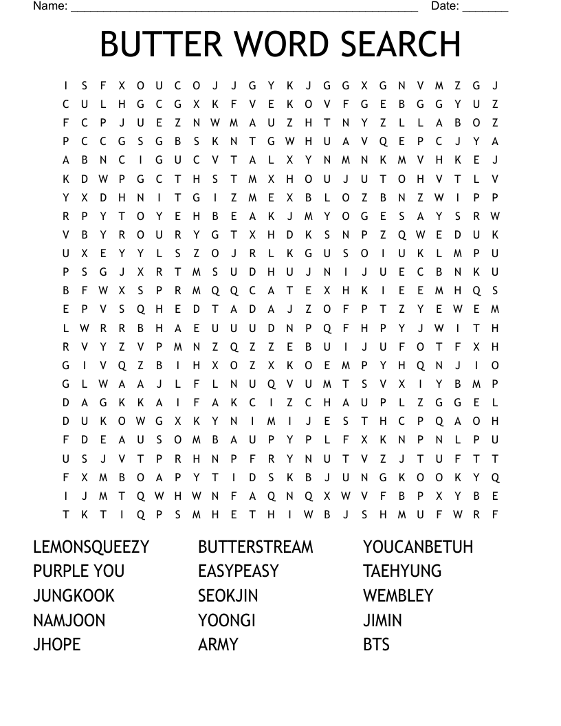 BUTTER WORD SEARCH