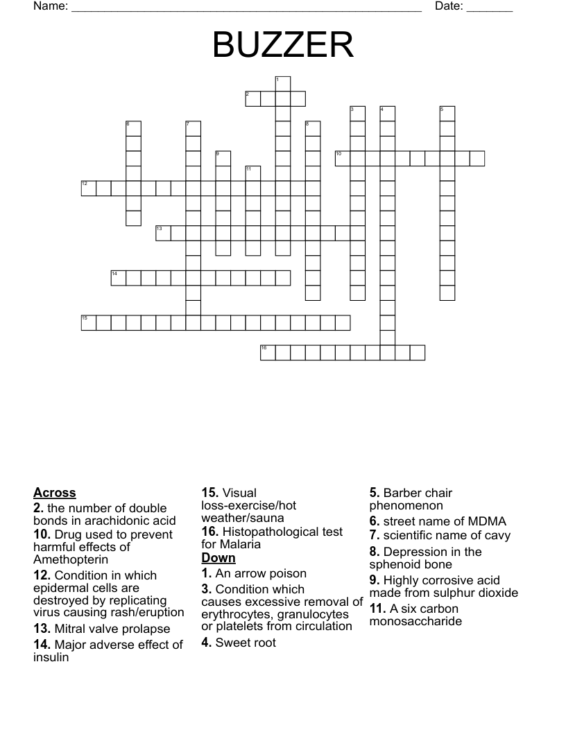 BUZZER Crossword