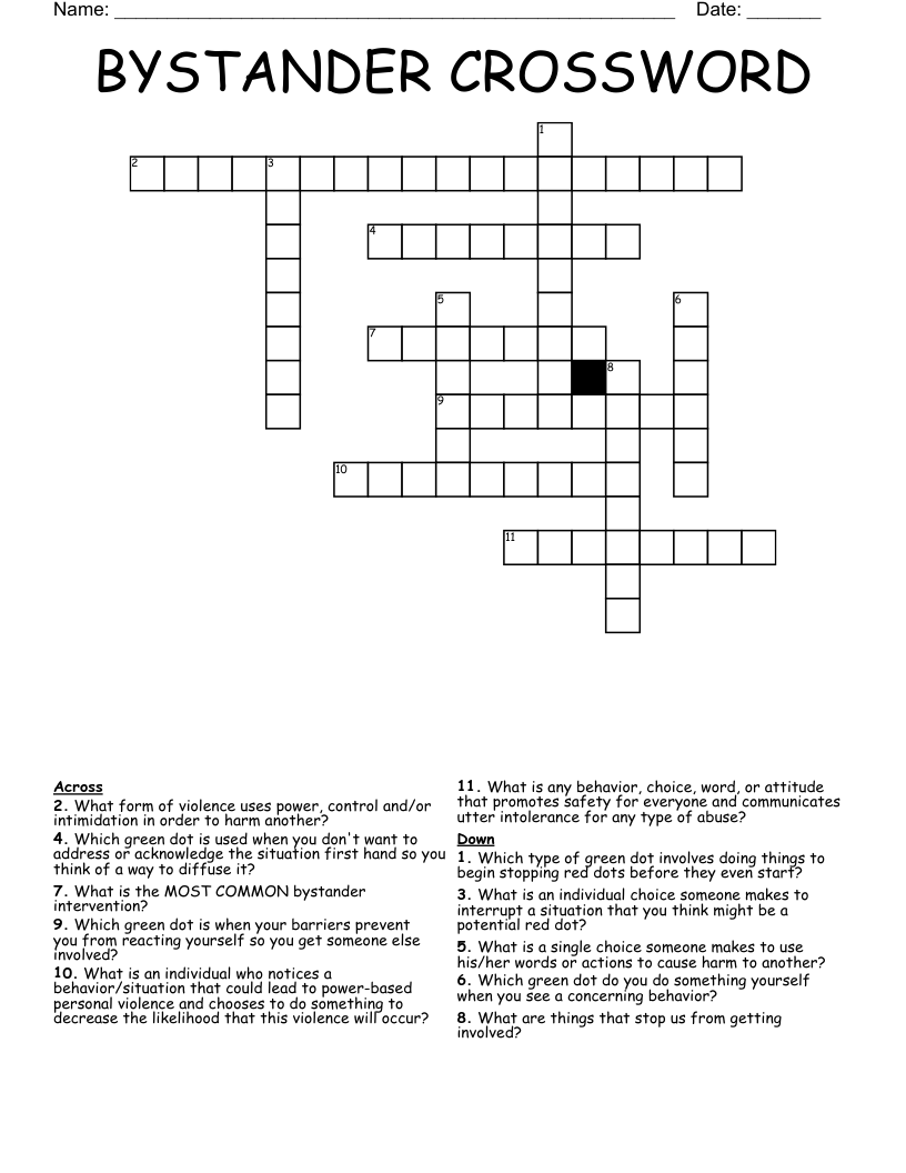 BYSTANDER CROSSWORD