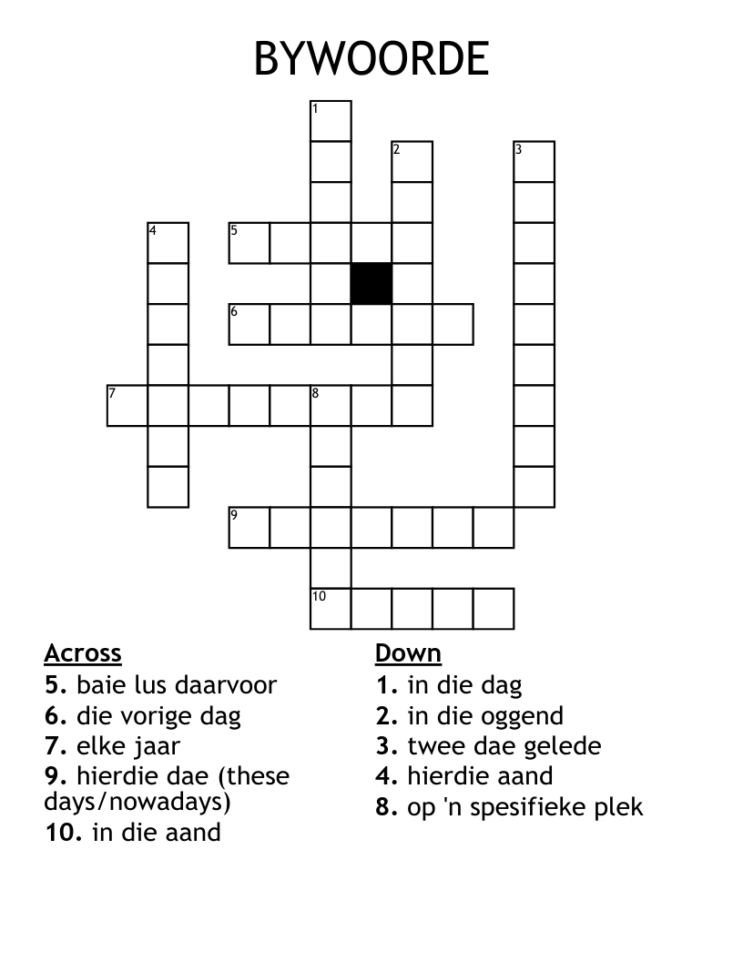 BYWOORDE Crossword