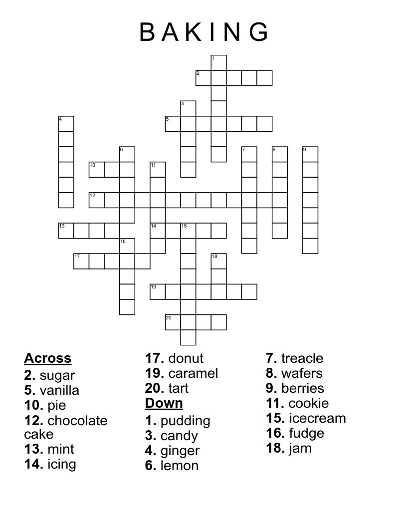 B A K I N G Crossword