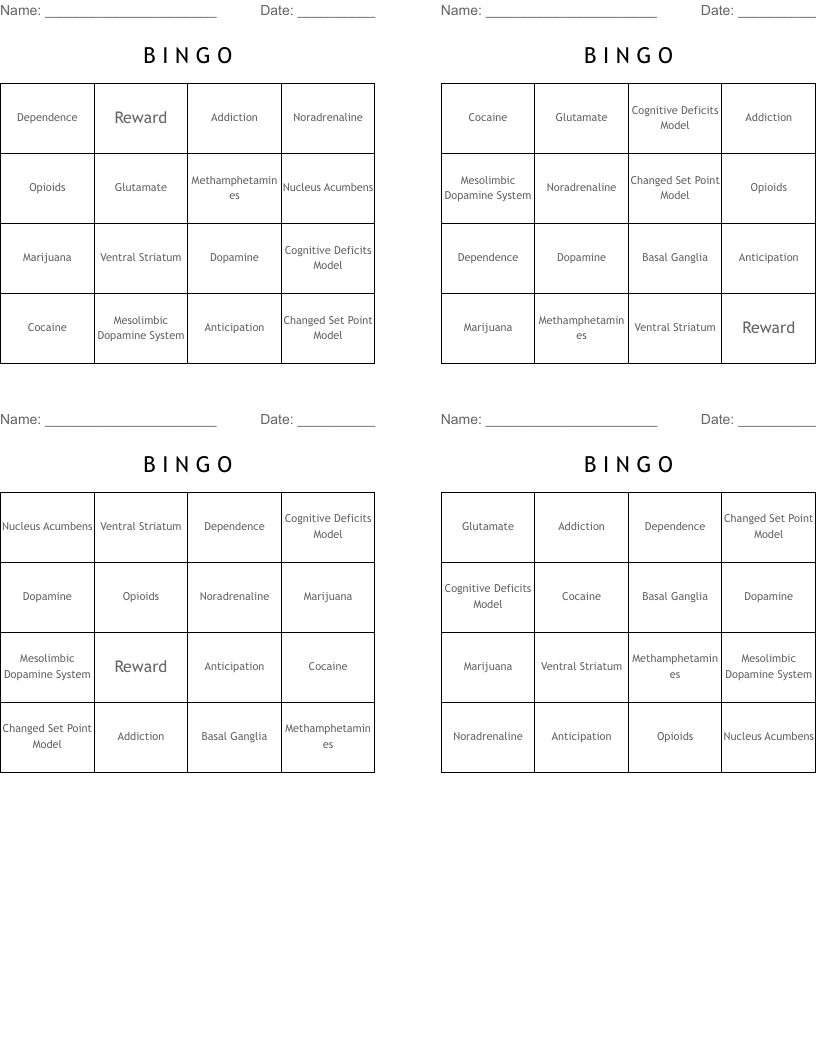 B      I N G O Bingo Cards