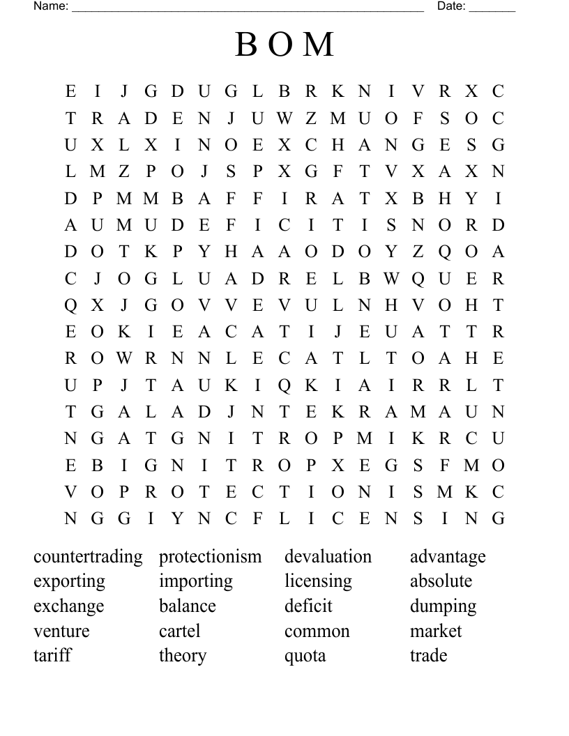 B O M Word Search