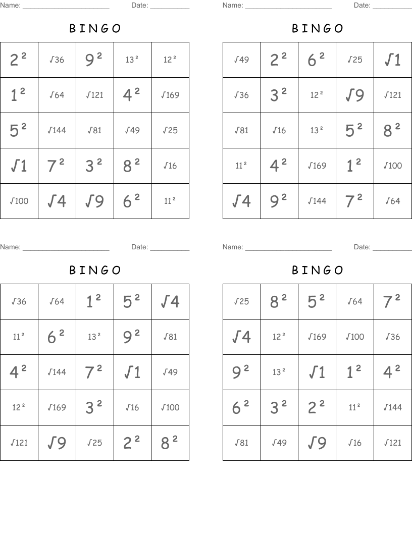 B  I  N G O  Bingo Cards