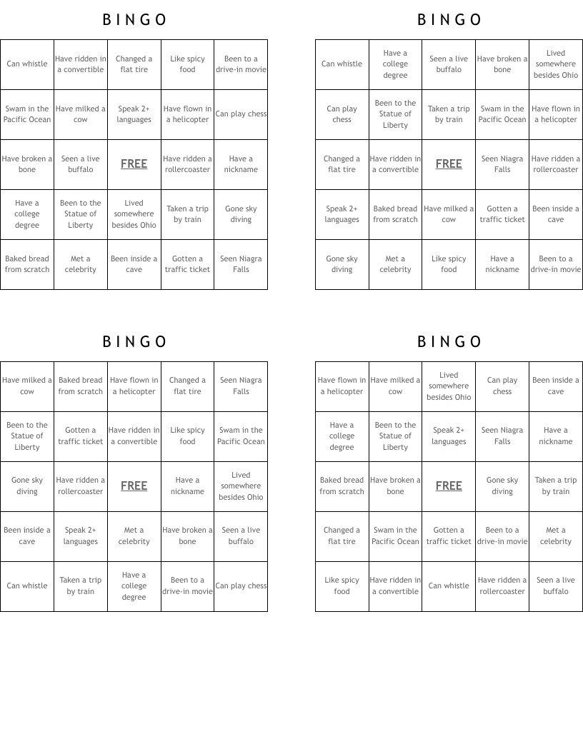 B  I  N  G  O  Bingo Cards