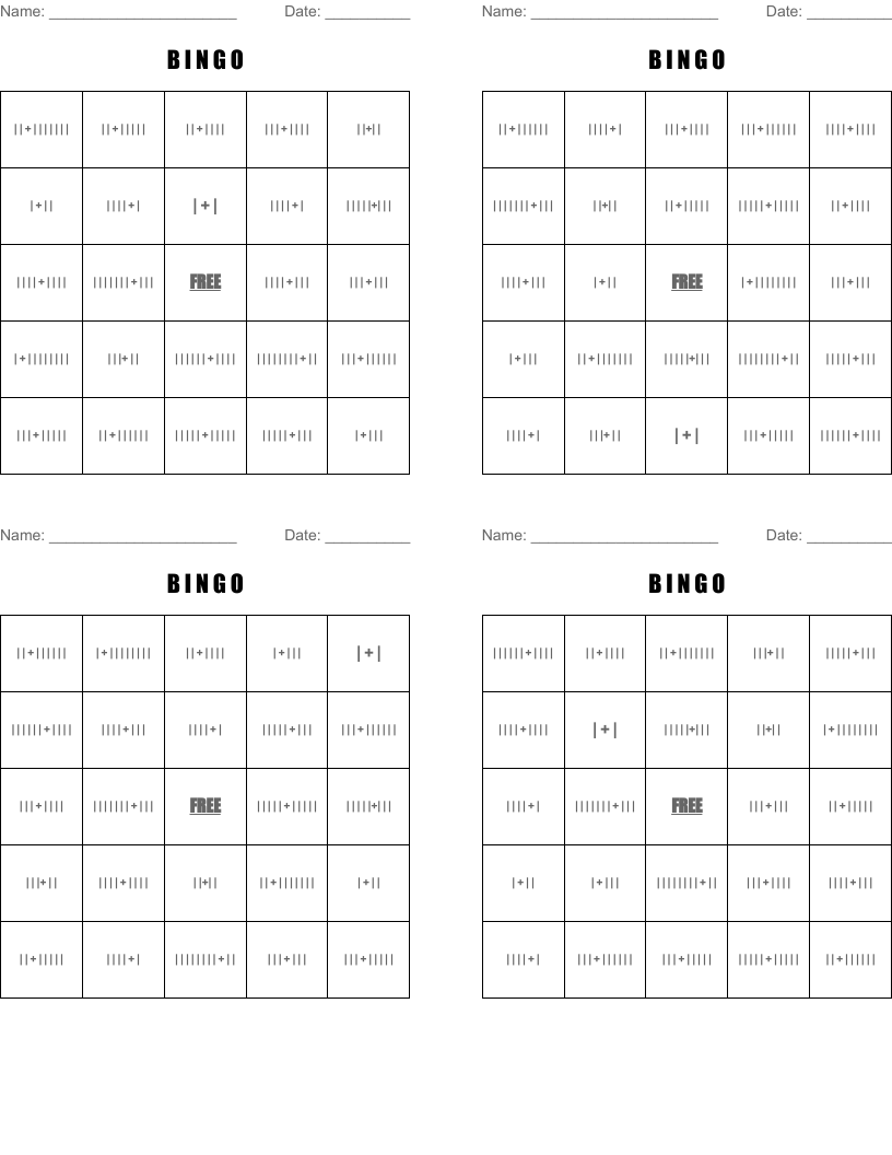 B   I  N G O Bingo Cards