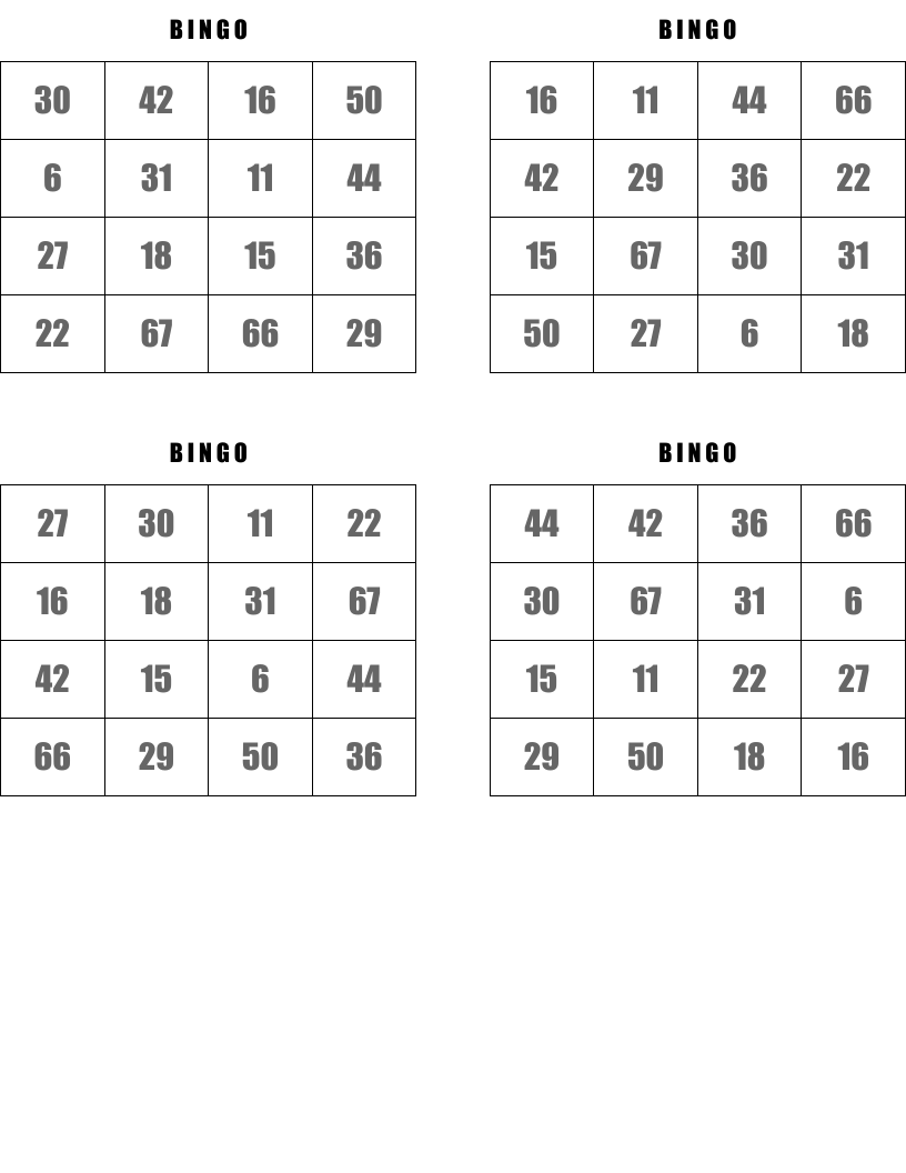 B   I   N   G   O Bingo Cards